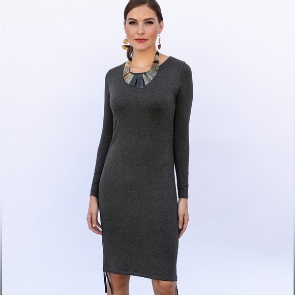 Evy’s‎ Tree Jenevieve Charcoal Ruched Dress Size XL - Picture 1 of 9